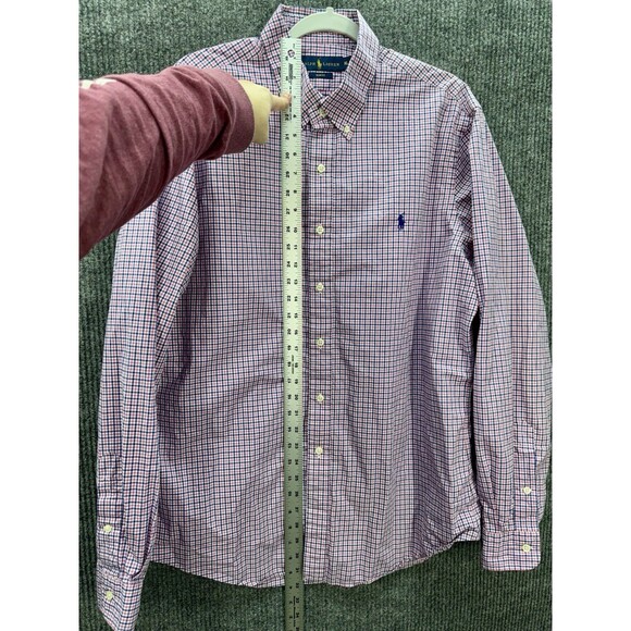 Ralph Lauren Button Shirt Mens XL Slim Fit Pink Gingham Pony Logo Long Sleeve - Picture 6 of 8